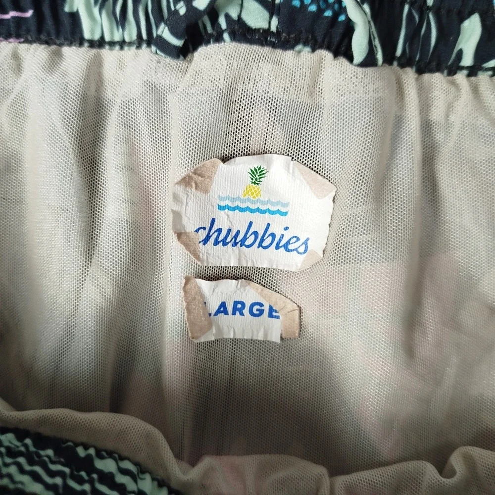 Chubbies Geometric Black Swim Trunks Mens Large Mesh‎ Shorts Triangle Board